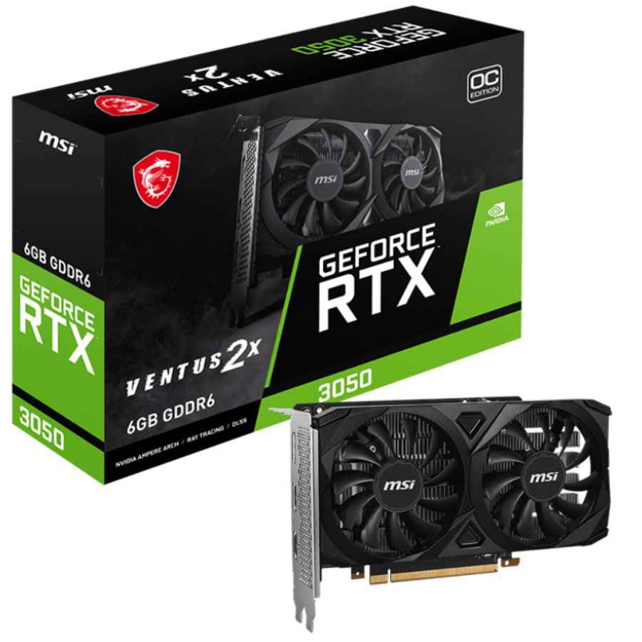 Placa De Video GeForce RTX 3050 6Gb Msi Ventus 2X Oc